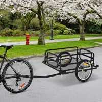 Aosom Bike Trailer, Foldable Bicycle Trailer with16 Inch Pneumatic Tire, Universal Coupler, Foldable Frame and Safe Reflectors Design, Large Load Capacity, Black(m-10)