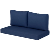 Outsunny 2 Seater Outdoor Seat Cushions with Backrest, Loveseat Double Sofa Outdoor Furniture Cushions, Fade-Resistant Replacement Patio Cushions for Indoor and Outdoor, Navy Blue(m-2)