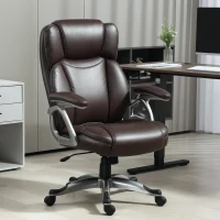 HOMCOM PU Leather High Back Office Chair, Swivel Desk Chair with Tilt Function and Adjustable Height, Brown(m-10)