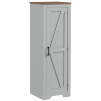 HOMCOM Farmhouse Accent Cabinet with Adjustable Shelf Barn Door Storage Cabinet for Living Room Floor Pantry Cabinet Grey(m-11)
