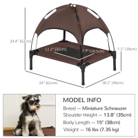 PawHut Elevated Cooling Pet Bed Portable Raised Dog Cot with Canopy for Small-Sized Dogs, Coffee(m-3)