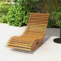 Outsunny Outdoor Rocking Chair w/ Slatted Seat, Wooden Rocking Chair, 51.2" x 23.6" x 23.6", Light Brown(m-8)