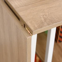 HOMCOM Folding Computer Desk with Storage Shelves, Study Writing Table Laptop Desk with 6 Wheels for Bedroom Home Office Workstation, Natural(m-9)