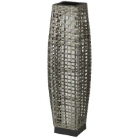 Outsunny Solar Floor Lamp, Outdoor Garden Lantern Pathway Light & Decorative Driveway Lighting with Auto On/Off LED Lights for Porch, Yard, Lawn, Courtyard, Deck, Gray(m-11)