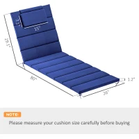 Outsunny Foldable Chaise Lounge Cushion Set of 2, Outdoor Lounge Chair Cushion Set, UPF50+ 230gsm Olefin, 80" x 26" Dark Blue(m-3)