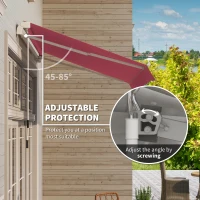 Outsunny 10' x 8' Retractable Awning, Patio Awnings, Sunshade Shelter w/ Manual Crank Handle, UV & Water-Resistant Fabric and Aluminum Frame for Deck, Balcony, Yard, Red(m-4)