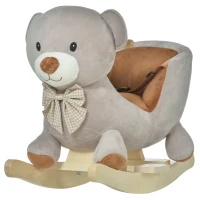 Qaba Bear-Shaped Kids Rocking Horse with Sound for 18-36 Months, Gray(m-1)