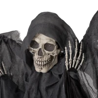 HOMCOM 6.4' Life Size Winged Grim Reaper Outdoor Halloween Decoration Animatronic, Animated Prop w/ Light Up Eyes(m-9)