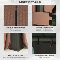 Outsunny 10' x 12' Outdoor Hardtop Gazebo with Galvanized Canopy & Netting Sidewalls for Lawn, Backyard, Dark Brown(m-7)