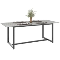 HOMCOM 63"-79" Collapsible Dining Table for 4-6, Foldable Kitchen Table with Steel Frame for Dining Room, Grey Wood Grain(m-11)