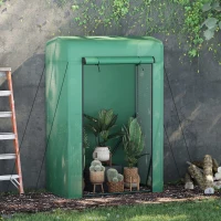 Outsunny 39" x 20" x 59" Outdoor Tomato Greenhouse with Zipper Roll-up Door, Mini Plant Growhouse Hot House with Steel Frame, PE Cover(m-1)