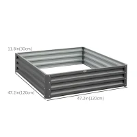 Outsunny 4' x 4' x 1' Raised Garden Bed Galvanized Steel Planter Box for Vegetables, Flowers, Herbs, Light Grey(m-3)