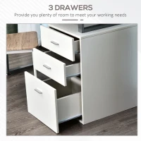HOMCOM 47" Computer Desk Writing Table Workstation with Multi-Use Reversible File Drawers Metal Frame Home Office Furniture, White(m-5)