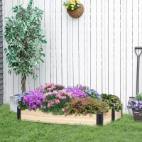 Outsunny Foldable Raised Garden Bed, Wooded Elevated Ground Planter Box with Insert Extended Steel Corners, 47 x 31 x 9in, for Vegetables, Flower, Herb(m-10)