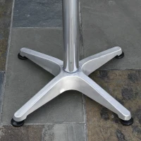 Outsunny 3-Piece Outdoor Patio Bistro Table Set with Aluminum Frame, Woodgrain-Style Tabletop & Draining Slat Design(m-8)