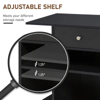 Vinsetto Mobile Printer Stand, Rolling File Cabinet Cart with Wheels, Adjustable Shelf, Drawer and CPU Stand, Black(m-5)