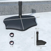 Outsunny Patio Umbrella Base, 26 lbs Concrete Heavy Duty Half Umbrella Stand, Patio Umbrella Holder for 1.5"/1.9" Umbrella Poles for Outdoor, Lawn, Poolside, Black(m-3)
