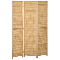 HOMCOM Hand Woven Room Divider, 3 Panel Bamboo Folding Privacy Screen for Home Office, 47.25"x67"x0.75", Natural(m-1)