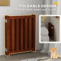 PawHut Foldable Dog Gate with Door, 4 Panels Fressstanding Pet Gate, Brown(m-6)