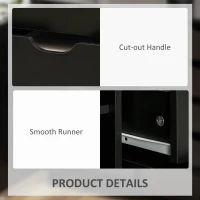 HOMCOM Lateral Filing Cabinet, 5-Drawers File Cabinet with Door and Adjustable Shelf, Mobile Office Storage Cabinet on Wheels, Printer Stand for Home Office, Black(m-6)