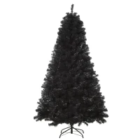 HOMCOM 6ft Artificial Christmas Tree Unlit Douglas Fir with Realistic Branch Tips, Black Halloween Style(m-2)