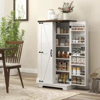 HOMCOM 47" Kitchen Pantry Storage Cabinet, Farmhouse Kitchen Pantry Cabinet with Adjustable Shelves and Door Shelves, White(m-8)