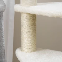 PawHut 37" Cat Tree for Indoor Cats, Cat Tower, Kitty Activity Center with Cat Bed Condo Hanging Ball Toys Sisal Rope Scratching Post, Light Grey(m-9)