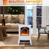 HOMCOM Electric Fireplace Heater, Freestanding Fireplace Stove with Realistic Flame Effect Overheat Protection 750W/1500W White(m-7)