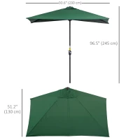 Outsunny 8ft Half Umbrella Outdoor Balcony Parasol Patio Garden Outdoor Window Sun Shade w/ 5 Ribs, Green(m-3)