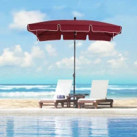 Outsunny 6.5x4ft Rectangle Patio Umbrella Aluminum Tilt Adjustable Garden Parasol Sun Shade Outdoor Canopy Wine Red(m-8)
