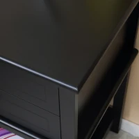 HOMCOM Modern Sofa Side Table, Accent End Table with Drawers and Storage Shelf, Nightstand for Bedroom Living Room, Black(m-9)