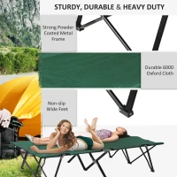 Outsunny 76" Two Person Folding Camping Cot Outdoor Portable Double Cot Wide Military Sleeping Bed w/ Carrying Bag Green(m-4)
