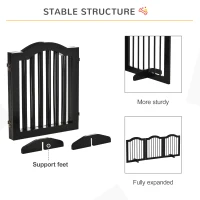 PawHut 24"H Foldable Dog Gate, 3 Panels Freestanding Pet Gate Barriers Indoor with Support Feet, Puppy Fence for Small Dogs, Black(m-7)