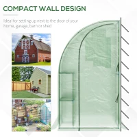 Outsunny 7' x 4' x 7' Outdoor Lean-to Walk-in Garden Greenhouse with Roll-Up Door Hot House for Plants Herbs Vegetables, Green(m-5)
