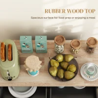 HOMCOM Kitchen Island on Wheels with Rubberwood Top, Rolling Kitchen Cart with 2 Drawers, 4 Doors and Adjustable Shelves(m-5)