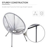 Outsunny 4-Piece Outdoor Patio Conversation Furniture Set All-Weather PE Rattan Wicker Oval Chair Sets - Light Grey(m-6)