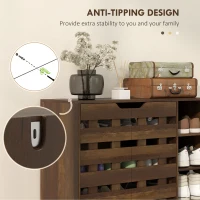 HOMCOM Shoe Cabinet, 21 Pair Shoe Storage Cabinet Organizer with 5-tier Double Door Cupboard and 5-tier Open Shelves, Brown(m-6)