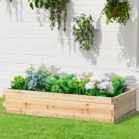 Outsunny 47" x 24" x 9" Raised Garden Bed, Outdoor Wooden Planter Box for Growing Vegetables, Flowers, Fruits, Herbs, and Succulents, Easy Assembly(m-1)