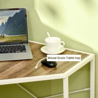 HOMCOM Corner Desk for Small Spaces, Small Computer Desk with Metal Frame, Space Saving Home Office Desk Workstation, White(m-5)