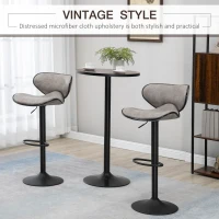 HOMCOM Adjustable Bar Stools Set of 2, Swivel Counter Height Barstools, Leathaire Upholstered Kitchen Island Stools with Back, Footrest and Steel Base, Taupe Grey(m-4)