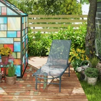 Outsunny Folding Outdoor Lounge Chair, Reclining Chaise Lounge Tanning Chair w/ Adjustable Back, Mesh Seat, Light Grey(m-9)