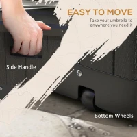 Outsunny 3-in-1 Outdoor Umbrella Base with Wheels and Handles, End Table, Flower Box Planter with Hole, 175 lbs. Capacity, Black(m-7)