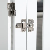 PawHut 31.5"H Foldable Dog Gate with Door, 3 Panels Freestanding Pet Gate Barriers Indoor with Support Feet, Puppy Fence for Small Medium Dogs, White(m-9)