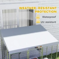 PawHut 79" L Galvanized Steel Catio Outdoor Cat Enclosure w/ 420D Waterproof Canopy, Multiple Platforms, Resting Condo, Silver(m-7)