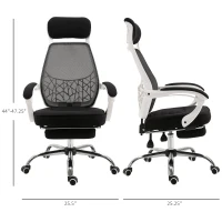 Vinsetto Ergonomic High Back Mesh Office Chair Swivel Reclining Computer Desk Chair with Retractable Footrest, Headrest, Padded Armrest(m-3)
