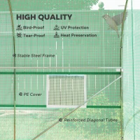 Outsunny 6.6' x 11' x 7' Walk-in Greenhouse Outdoor Plant Tunnel Warm Hot House w/ Roll Up Door and 6 Mesh Windows, Steel Frame, Green(m-4)