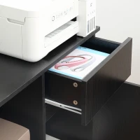 HOMCOM Printer Stand, Storage Cabinet with Drawer, Open Storage Shelves, for Home or Office Use, Black(m-7)