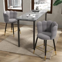 HOMCOM Bar Stools Set of 2 Modern Counter Height Bar Stools with Back, Footrest for Home Kitchen, 23.2"x20.5"x35.4", Grey(m-8)