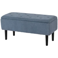HOMCOM Modern Storage Bench, Ottoman with Storage and Teddy Velvet Upholstery for Living Room, Bedroom, Blue(m-2)