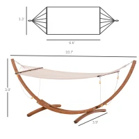 Outsunny 10' Wood Outdoor Hammock, Hammock with Stand Rainbow Bed, Heavy Duty Roman Arc Hammock for Single Person for Patio Backyard Balcony Porch, White(m-3)